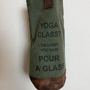 Mona B Up-Cycled Canvas Wine Carrier Gift Bag Yoga Class, Pour A Glass